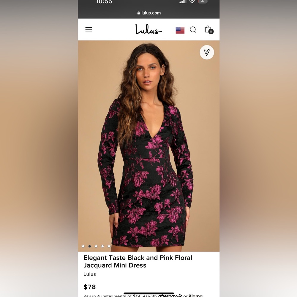 Elegant Taste Black and Pink Floral Jacquard Mini Dress